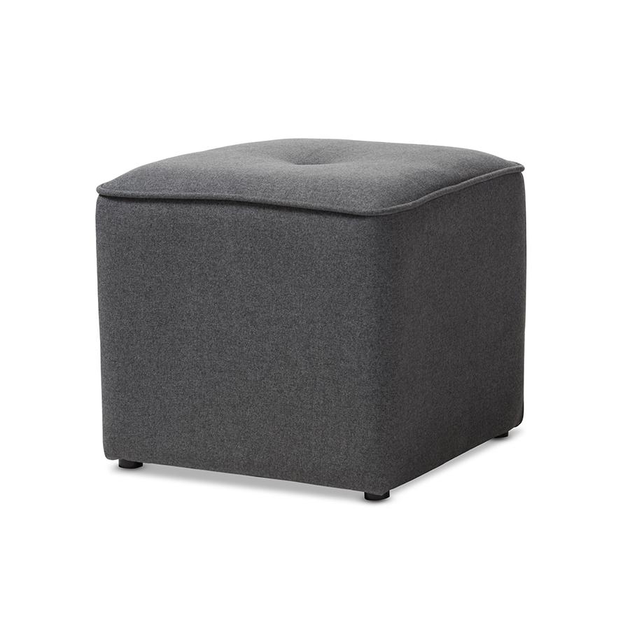 Corinne Modern and Contemporary Dark Grey Fabric Upholstered Ottoman. Picture 1