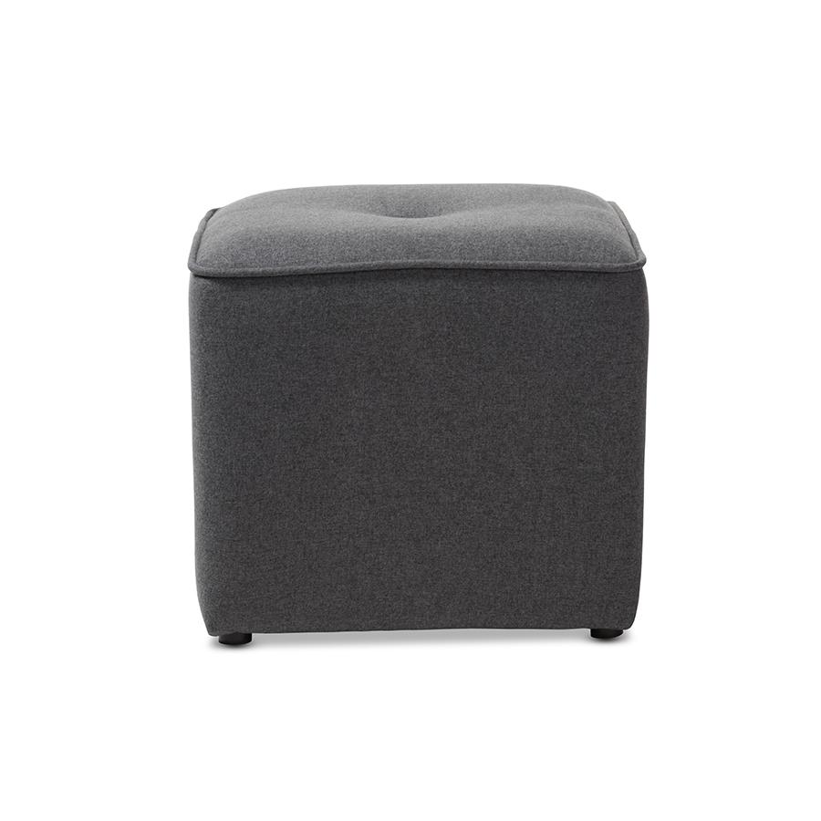 Corinne Modern and Contemporary Dark Grey Fabric Upholstered Ottoman. Picture 2