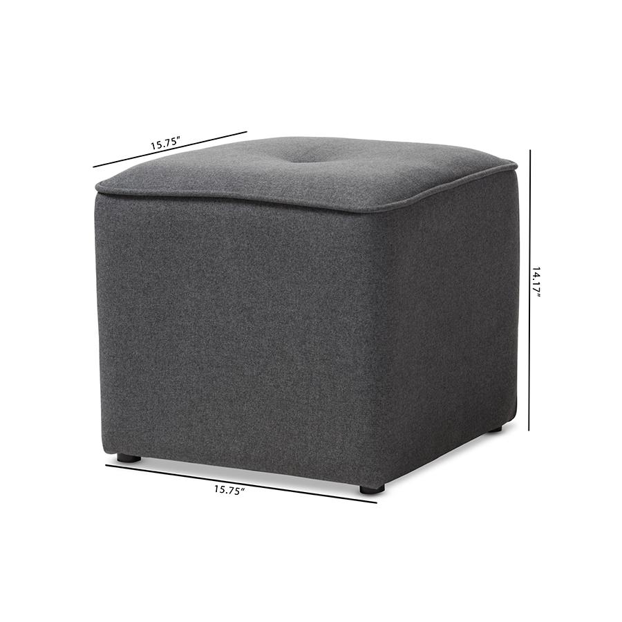 Corinne Modern and Contemporary Dark Grey Fabric Upholstered Ottoman. Picture 6