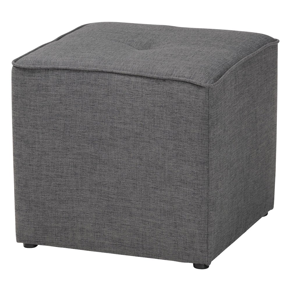 Corinne Modern and Contemporary Dark Grey Fabric Upholstered Ottoman. Picture 1
