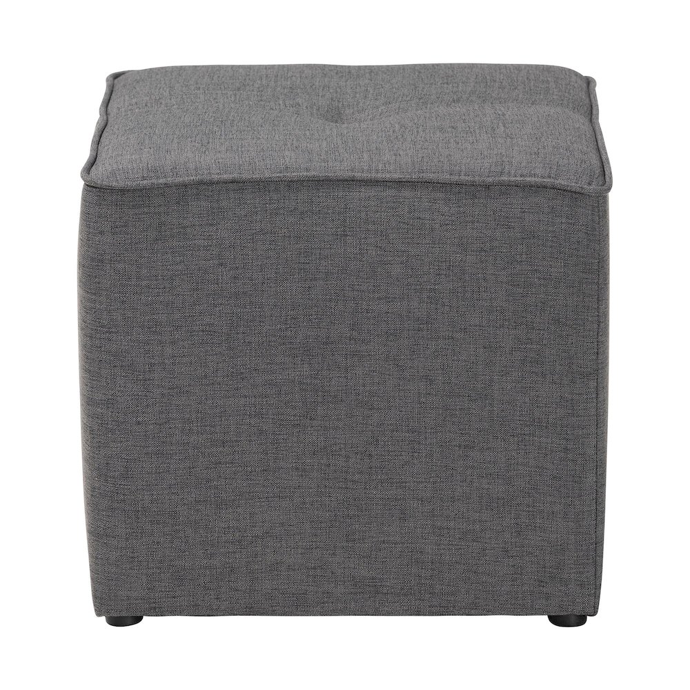 Corinne Modern and Contemporary Dark Grey Fabric Upholstered Ottoman. Picture 2