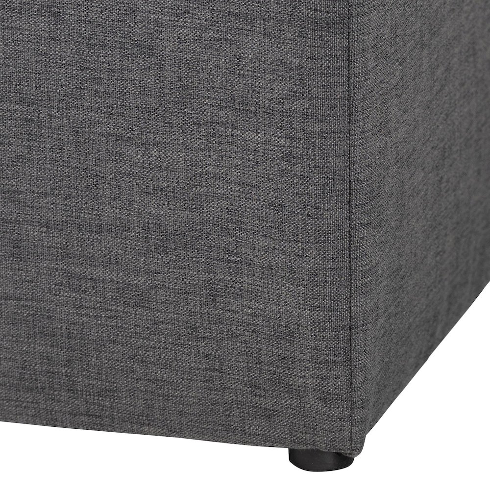 Corinne Modern and Contemporary Dark Grey Fabric Upholstered Ottoman. Picture 5