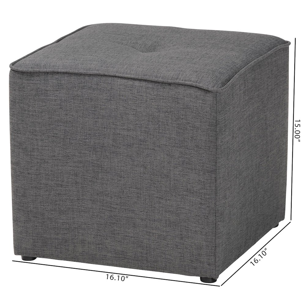 Corinne Modern and Contemporary Dark Grey Fabric Upholstered Ottoman. Picture 4