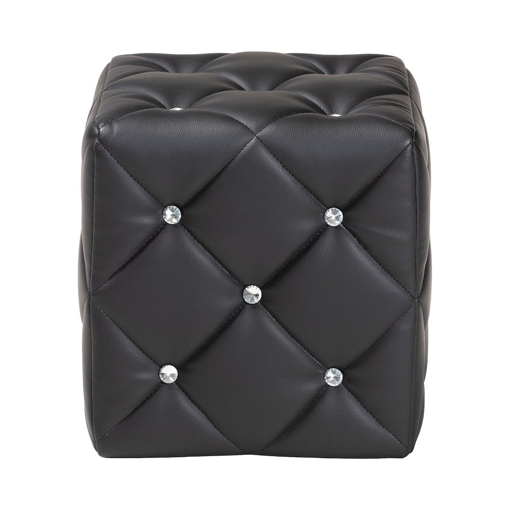 Stacey Modern and Contemporary Black Faux Leather Upholstered Ottoman. Picture 2