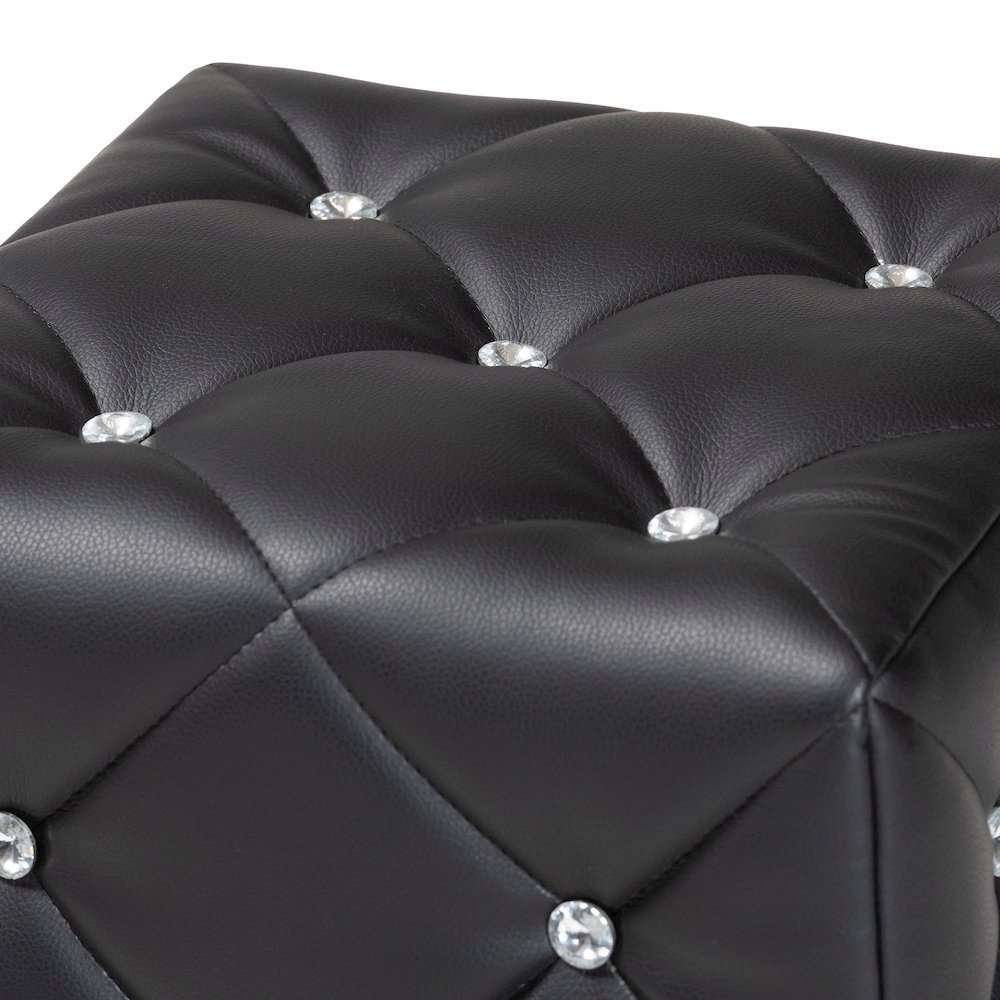 Stacey Modern and Contemporary Black Faux Leather Upholstered Ottoman. Picture 3