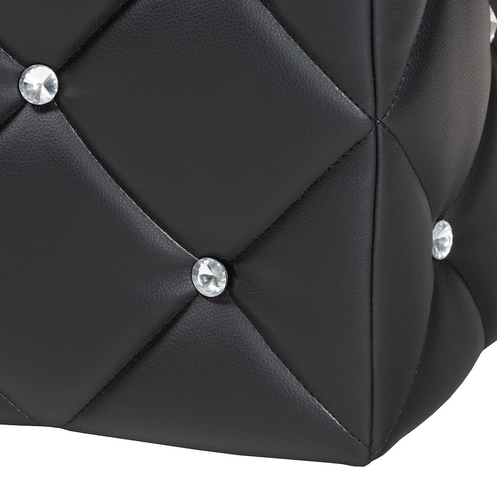 Stacey Modern and Contemporary Black Faux Leather Upholstered Ottoman. Picture 5