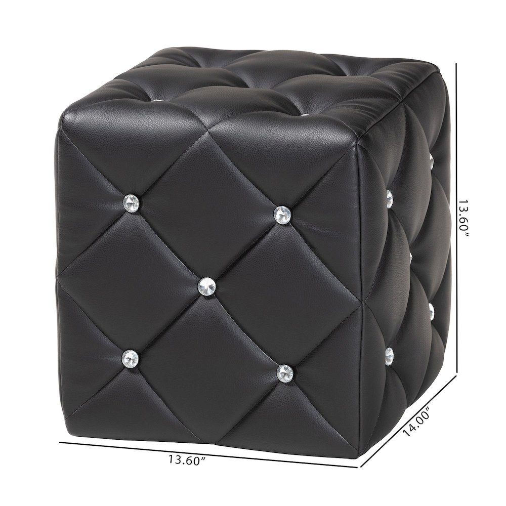 Stacey Modern and Contemporary Black Faux Leather Upholstered Ottoman. Picture 4