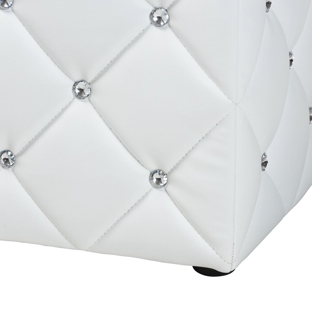 Stacey Modern and Contemporary White Faux Leather Upholstered Ottoman. Picture 5