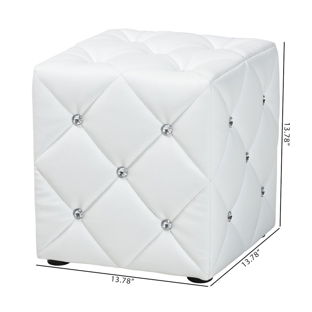 Stacey Modern and Contemporary White Faux Leather Upholstered Ottoman. Picture 8