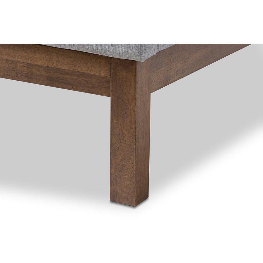 Louvain Modern and Contemporary Greyish Beige Fabric Upholstered Walnut-Finished Twin Sized Platform Bed. Picture 5