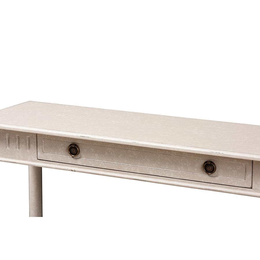 Ariella Country Cottage Farmhouse Whitewashed 1-Drawer Console Table. Picture 7