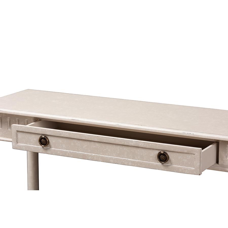 Ariella Country Cottage Farmhouse Whitewashed 1-Drawer Console Table. Picture 8