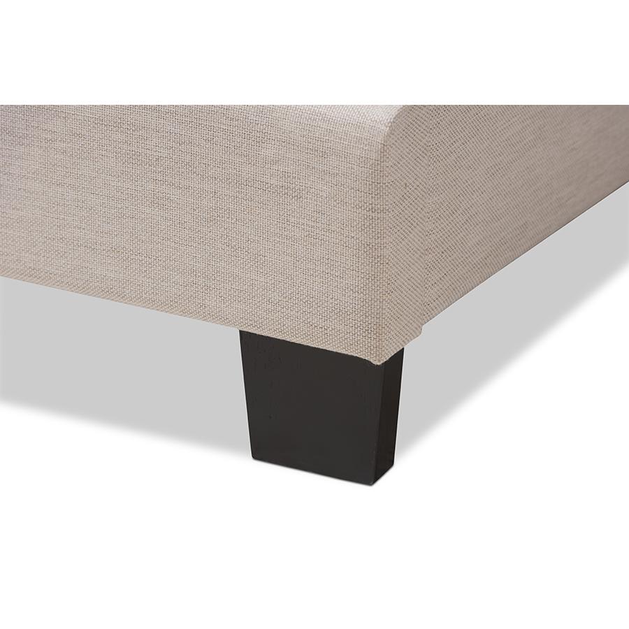 Audrey Modern and Contemporary Light Beige Fabric Upholstered Full Size Bed. Picture 5