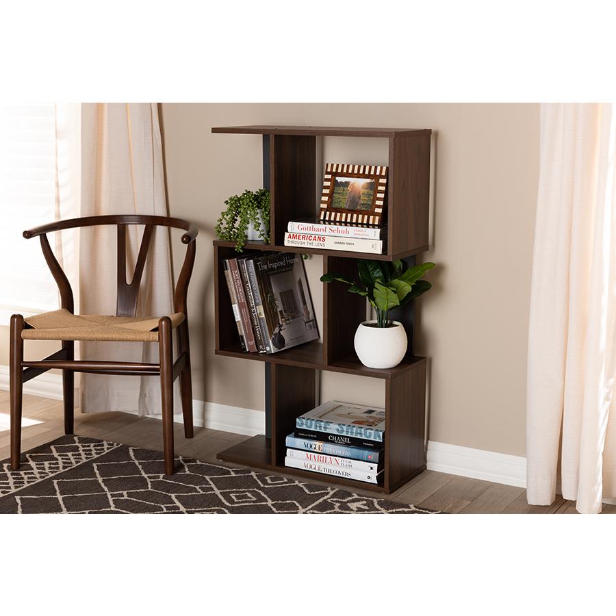 Legende Modern and Contemporary Brown and Dark Grey Finished Display Bookcase. Picture 5