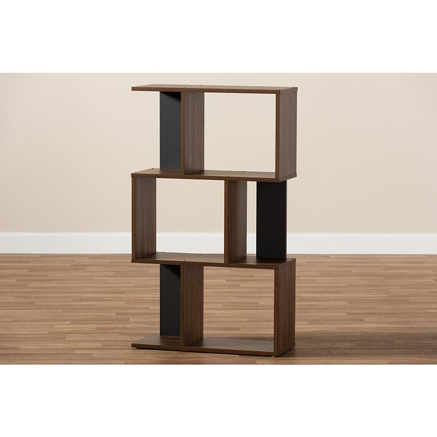 Legende Modern and Contemporary Brown and Dark Grey Finished Display Bookcase. Picture 6
