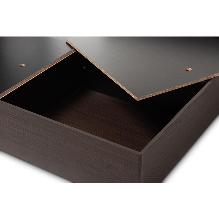 Larsine Modern and Contemporary Brown Finished Queen Size Platform Storage Bed. Picture 5