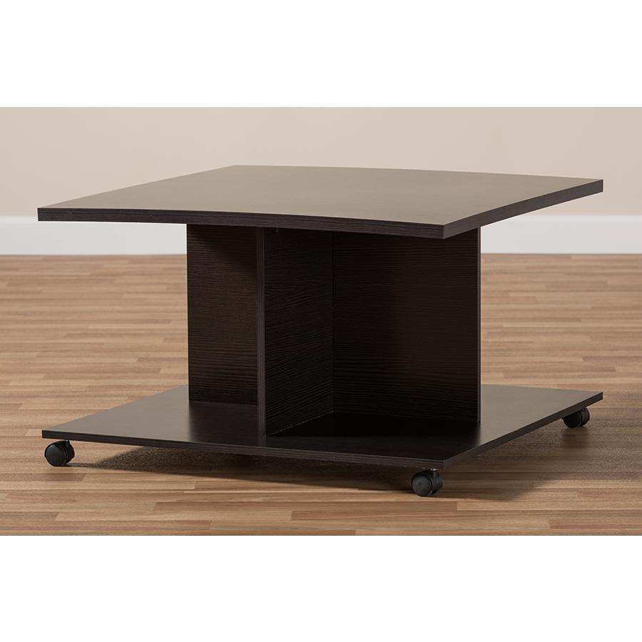 Baxton Studio Cladine Modern and Contemporary Wenge Brown Finished Coffee Table. Picture 5
