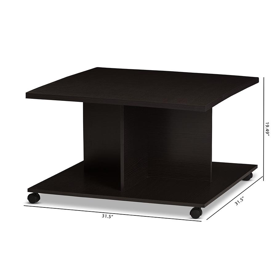 Baxton Studio Cladine Modern and Contemporary Wenge Brown Finished Coffee Table. Picture 6