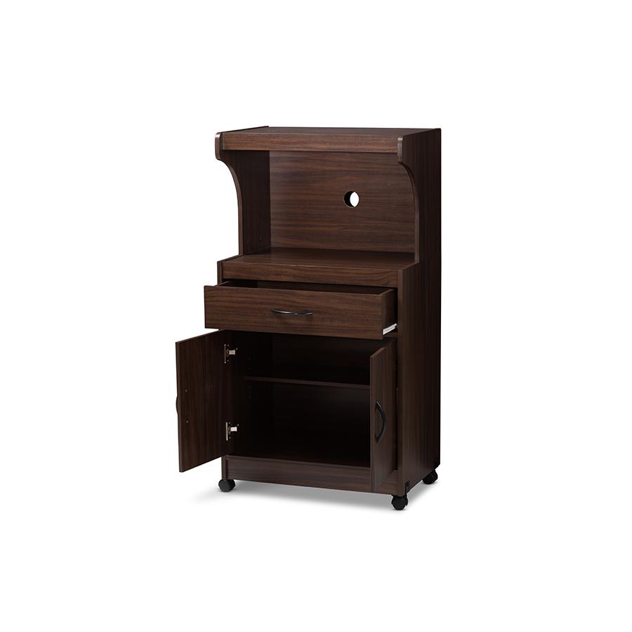Tannis Modern and Contemporary Dark Walnut Finished Kitchen Cabinet. Picture 2