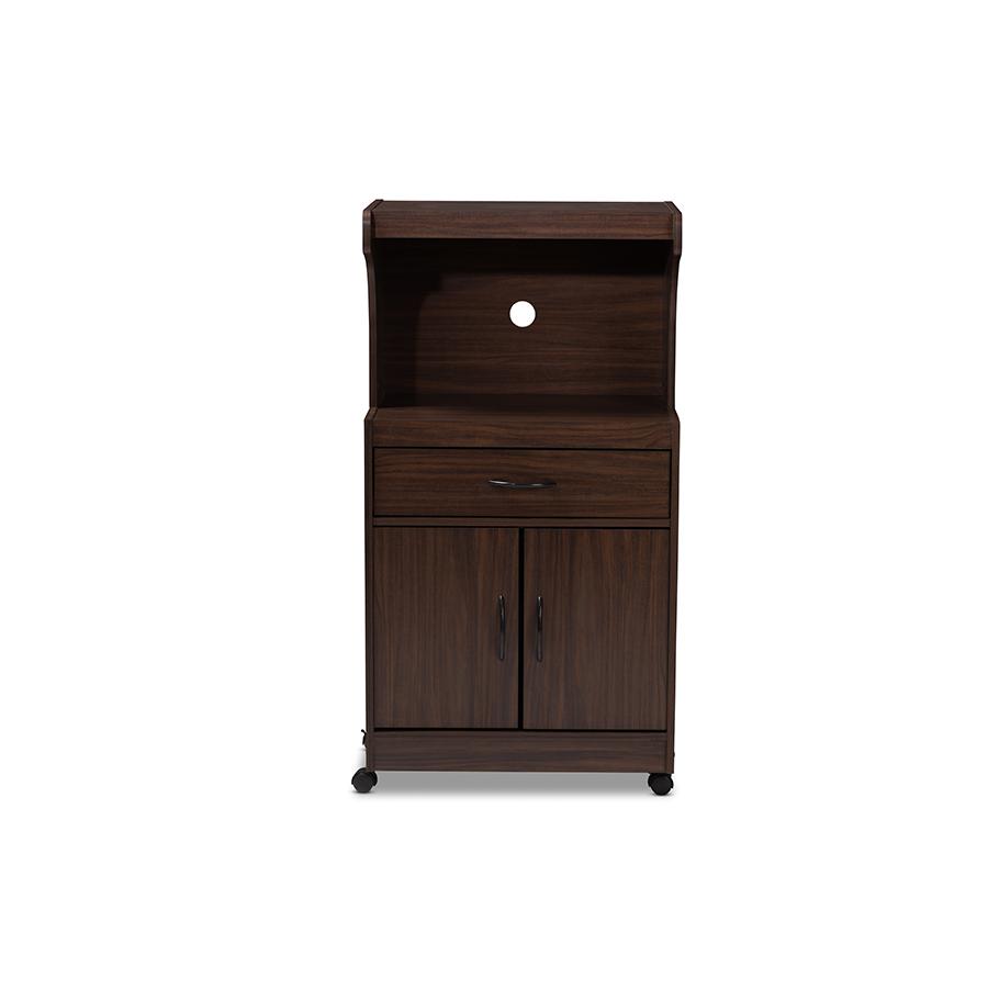Tannis Modern and Contemporary Dark Walnut Finished Kitchen Cabinet. Picture 3