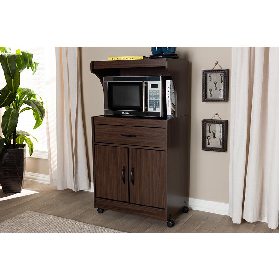 Tannis Modern and Contemporary Dark Walnut Finished Kitchen Cabinet. Picture 7