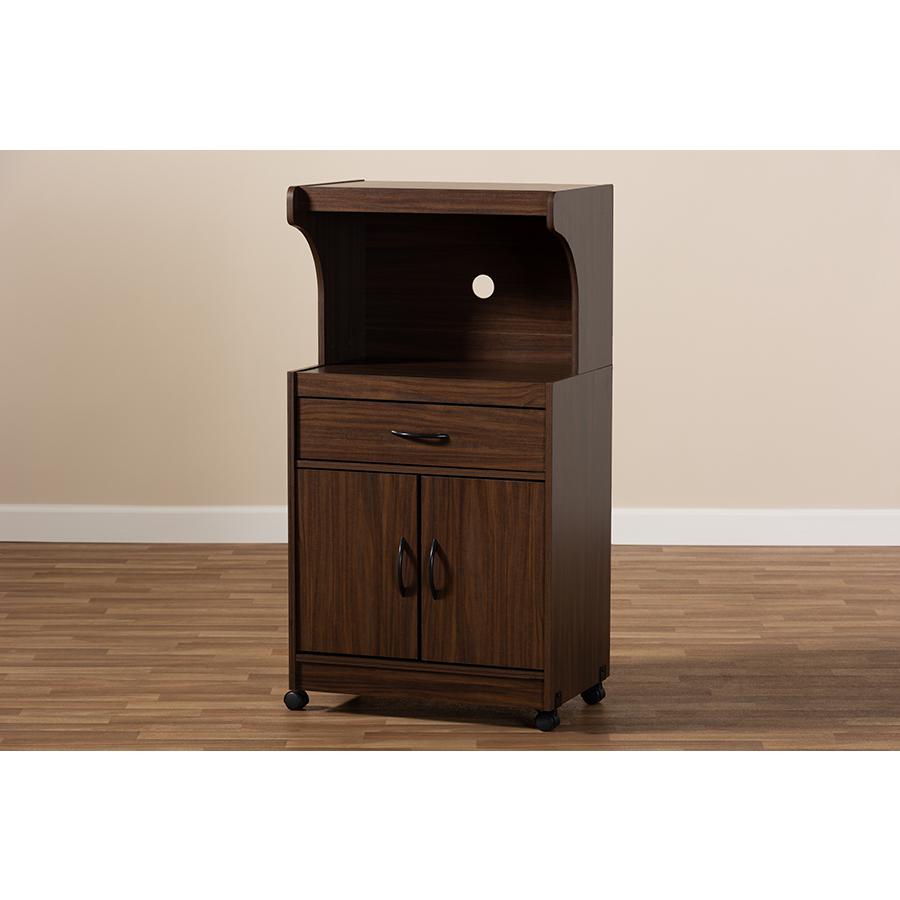Tannis Modern and Contemporary Dark Walnut Finished Kitchen Cabinet. Picture 8