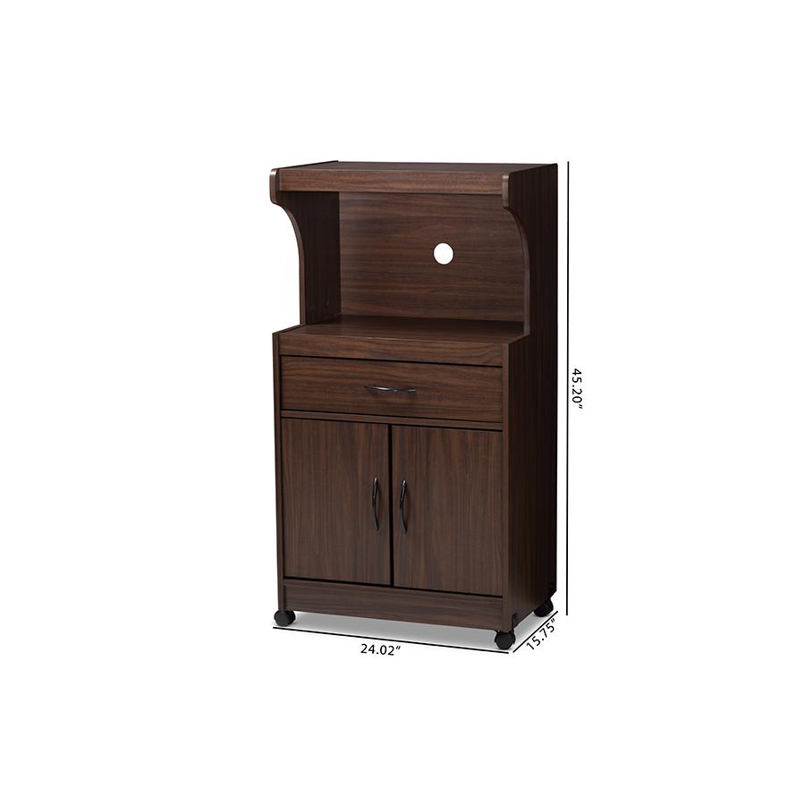 Tannis Modern and Contemporary Dark Walnut Finished Kitchen Cabinet. Picture 9