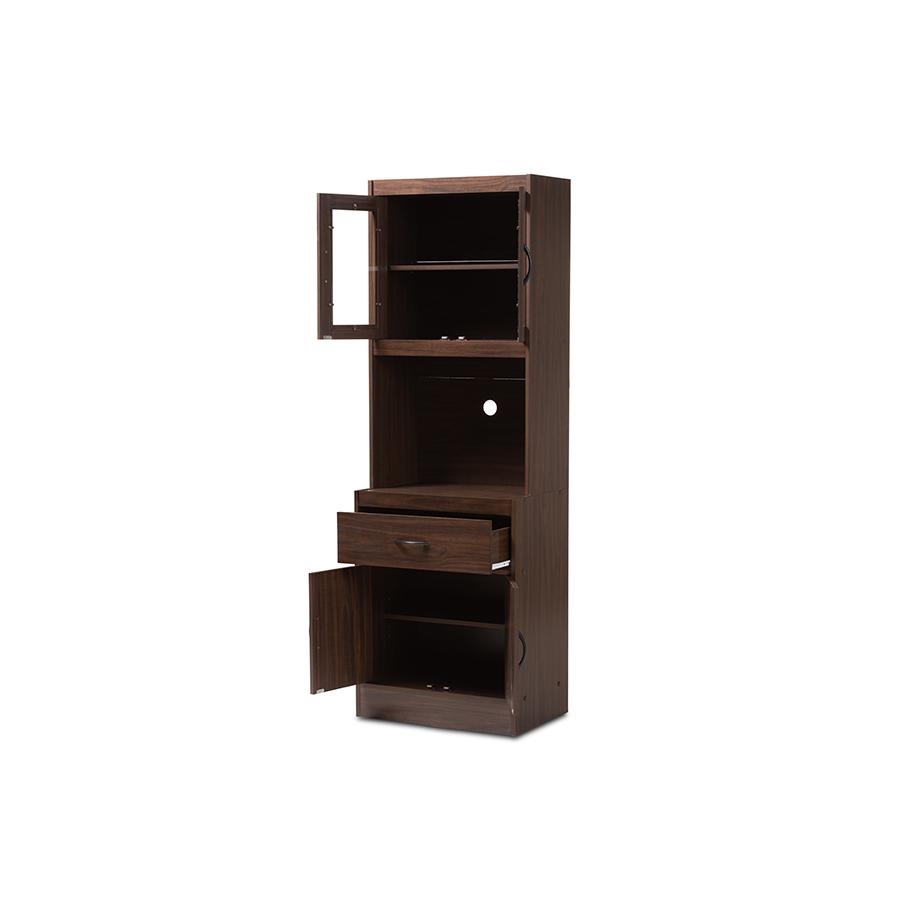Laurana Modern and Contemporary Dark Walnut Finished Kitchen Cabinet and Hutch. Picture 4
