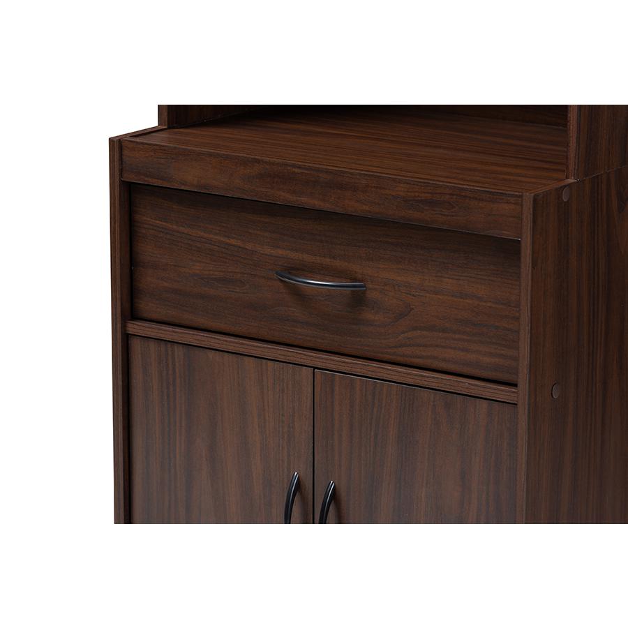 Laurana Modern and Contemporary Dark Walnut Finished Kitchen Cabinet and Hutch. Picture 6