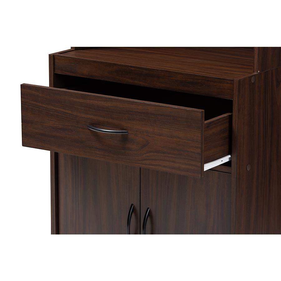 Laurana Modern and Contemporary Dark Walnut Finished Kitchen Cabinet and Hutch. Picture 7