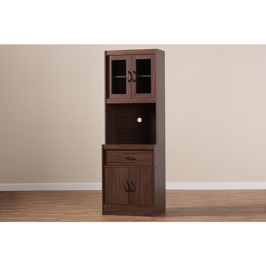 Laurana Modern and Contemporary Dark Walnut Finished Kitchen Cabinet and Hutch. Picture 9