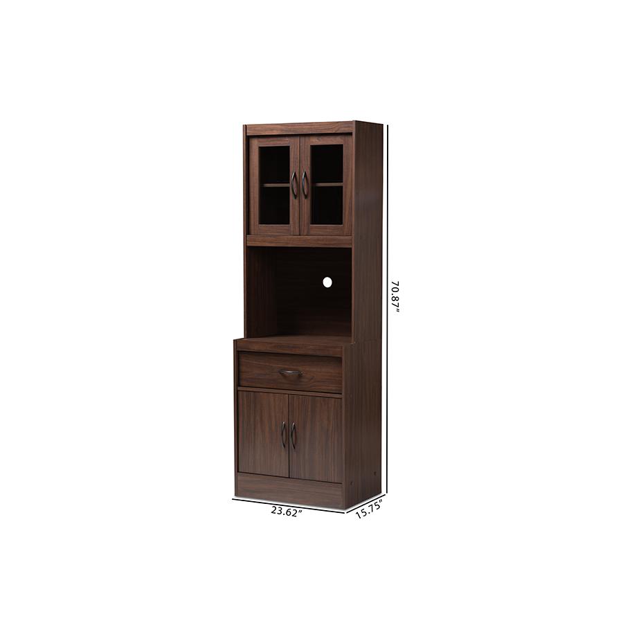 Laurana Modern and Contemporary Dark Walnut Finished Kitchen Cabinet and Hutch. Picture 10