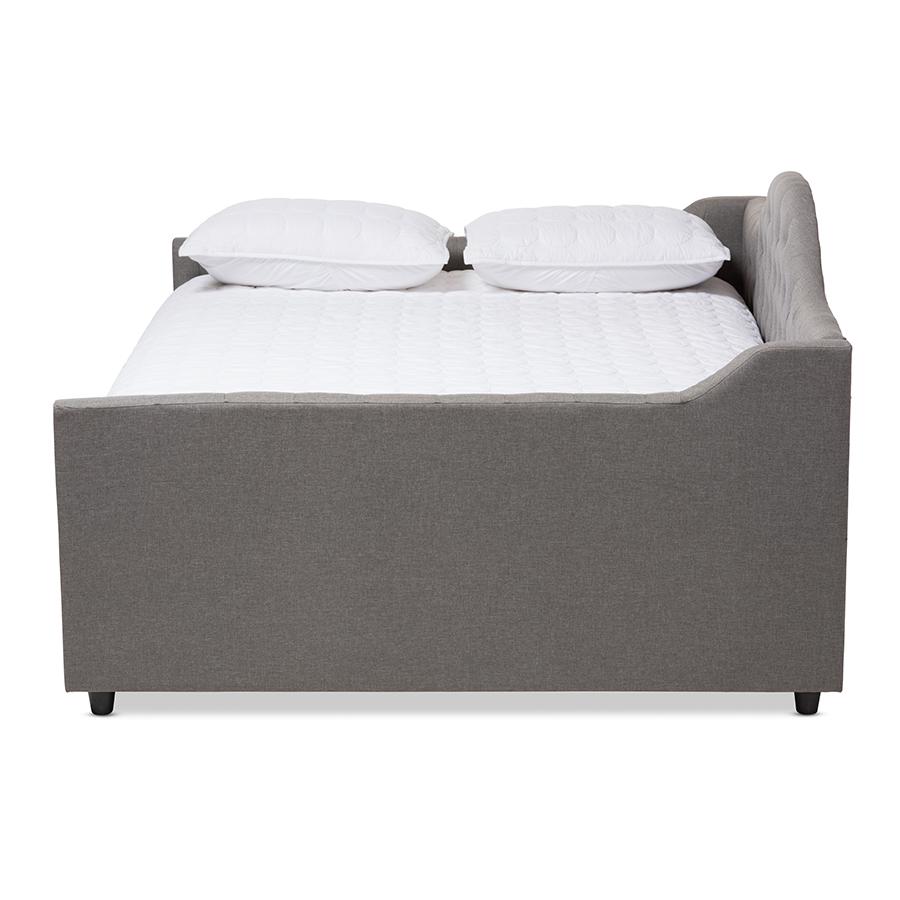 Eliza Modern and Contemporary Grey Fabric Upholstered Full Size Daybed. Picture 2