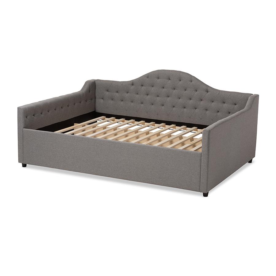 Eliza Modern and Contemporary Grey Fabric Upholstered Full Size Daybed. Picture 3