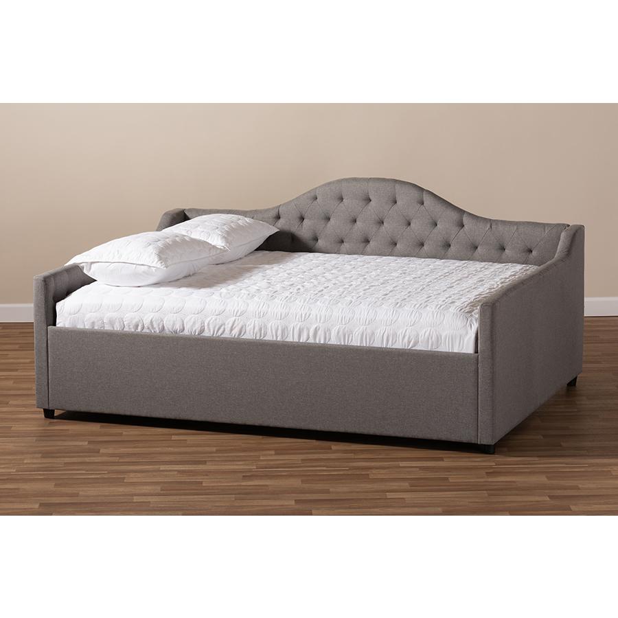 Eliza Modern and Contemporary Grey Fabric Upholstered Full Size Daybed. Picture 6