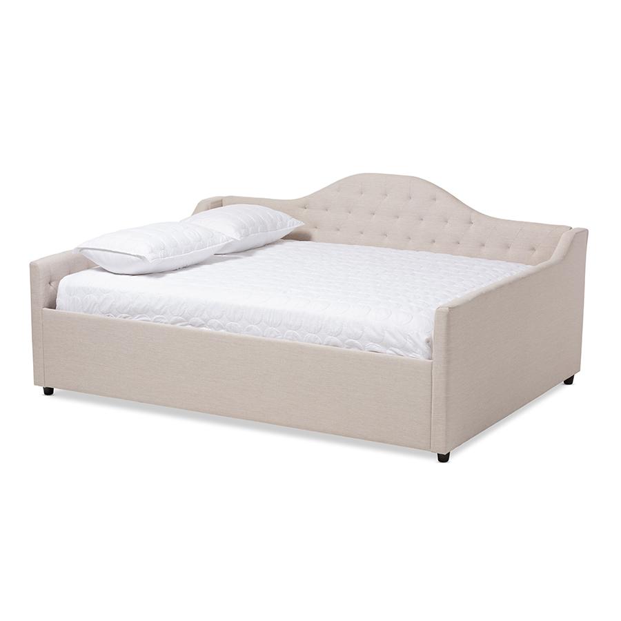 Eliza Modern and Contemporary Light Beige Fabric Upholstered Full Size Daybed. Picture 1