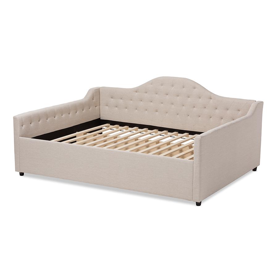 Eliza Modern and Contemporary Light Beige Fabric Upholstered Full Size Daybed. Picture 3