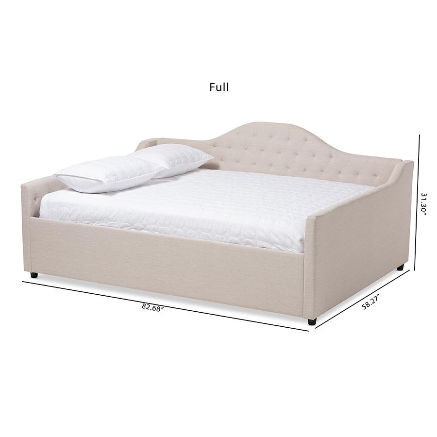 Eliza Modern and Contemporary Light Beige Fabric Upholstered Full Size Daybed. Picture 7