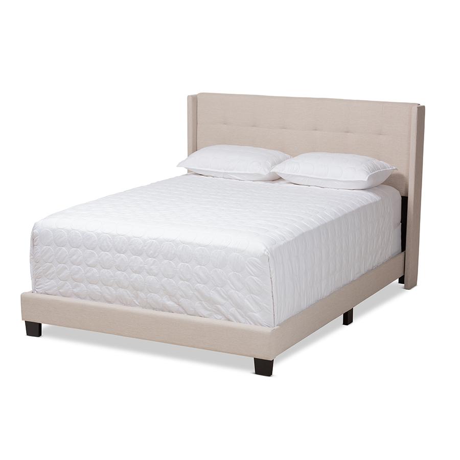 Lisette Modern and Contemporary Beige Fabric Upholstered Full Size Bed. Picture 1