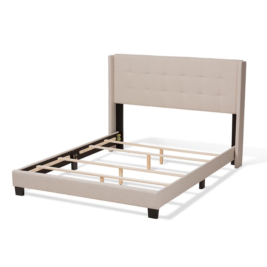 Lisette Modern and Contemporary Beige Fabric Upholstered Full Size Bed. Picture 3