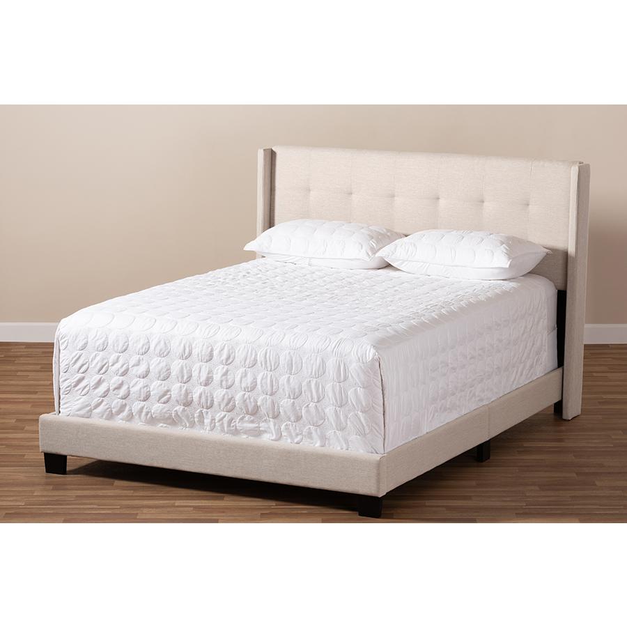 Lisette Modern and Contemporary Beige Fabric Upholstered Full Size Bed. Picture 7