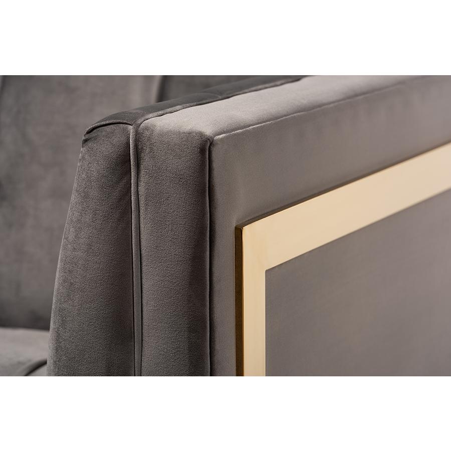 Button Tufted Armchair with Gold-Tone Frame. Picture 6