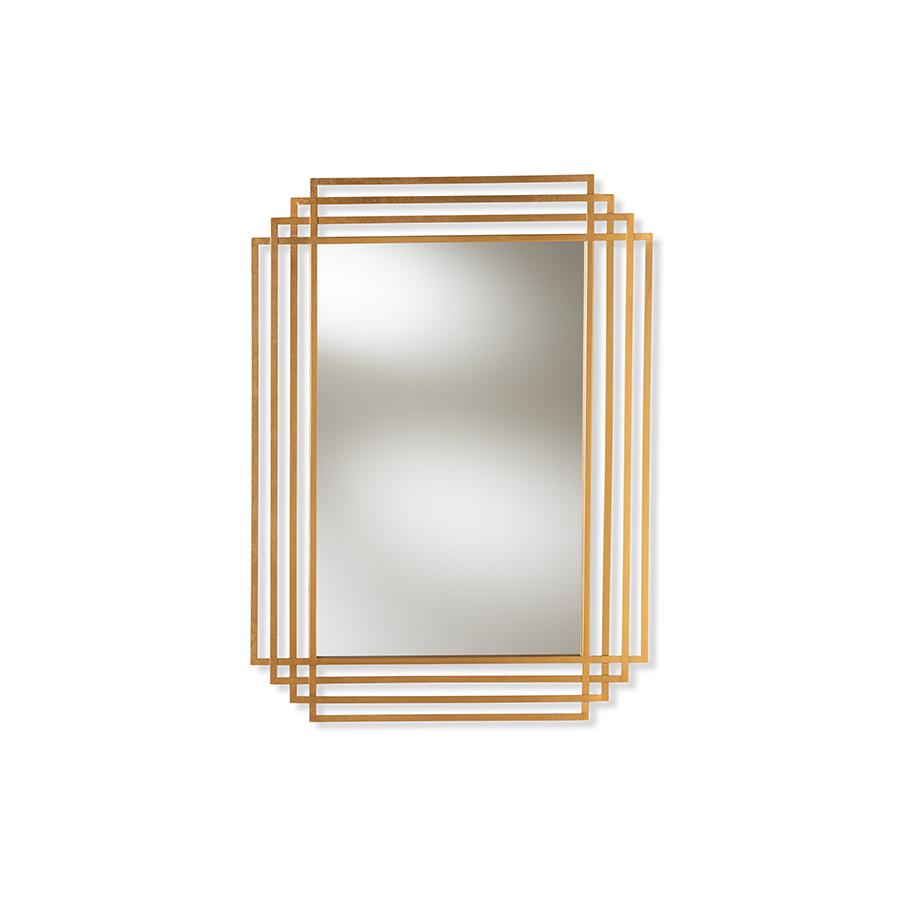 Kalinda Art Deco Antique Gold Finished Rectangular Accent Wall Mirror. Picture 4