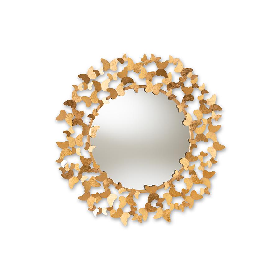 Antique Gold Finished Butterfly Accent Wall Mirror. Picture 3