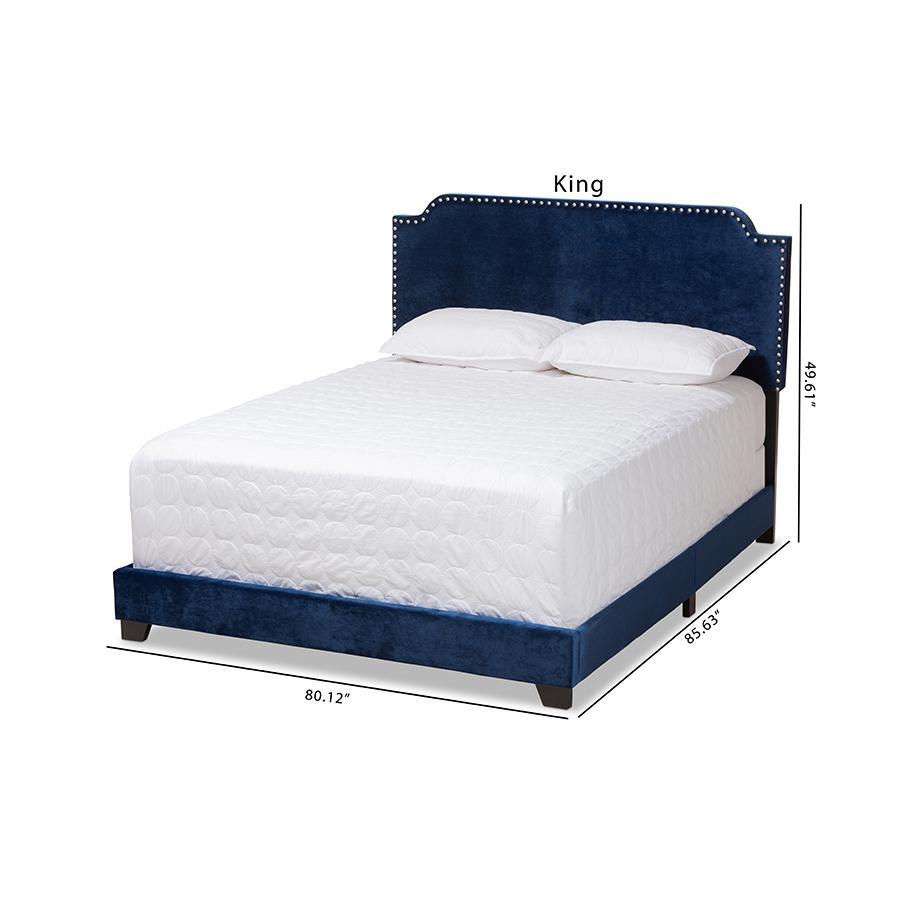 Baxton Studio Darcy Luxe and Glamour Navy Velvet Upholstered Full Size Bed. Picture 10