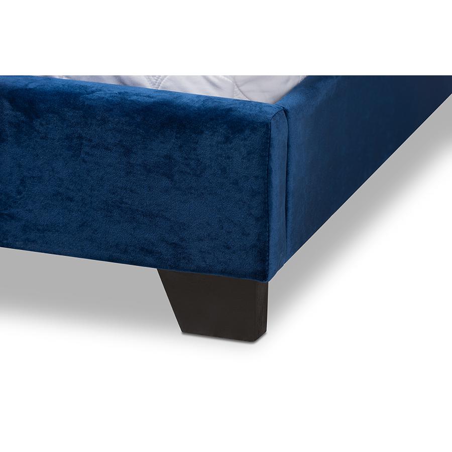 Baxton Studio Darcy Luxe and Glamour Navy Velvet Upholstered Full Size Bed. Picture 5