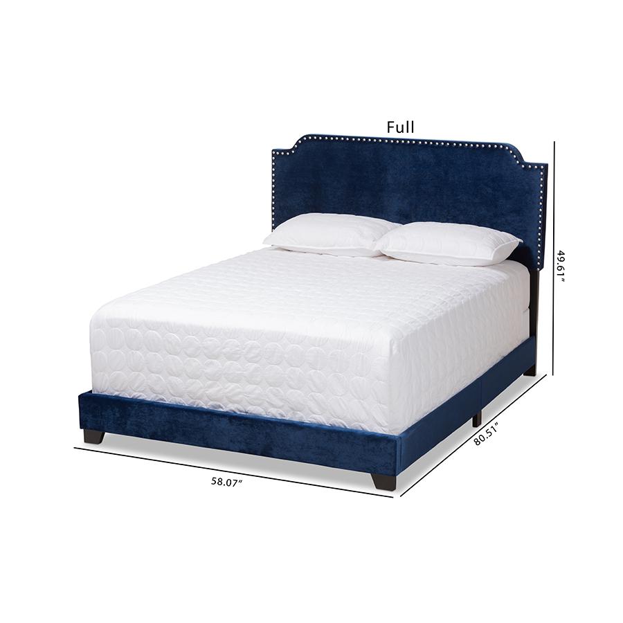Baxton Studio Darcy Luxe and Glamour Navy Velvet Upholstered Full Size Bed. Picture 8