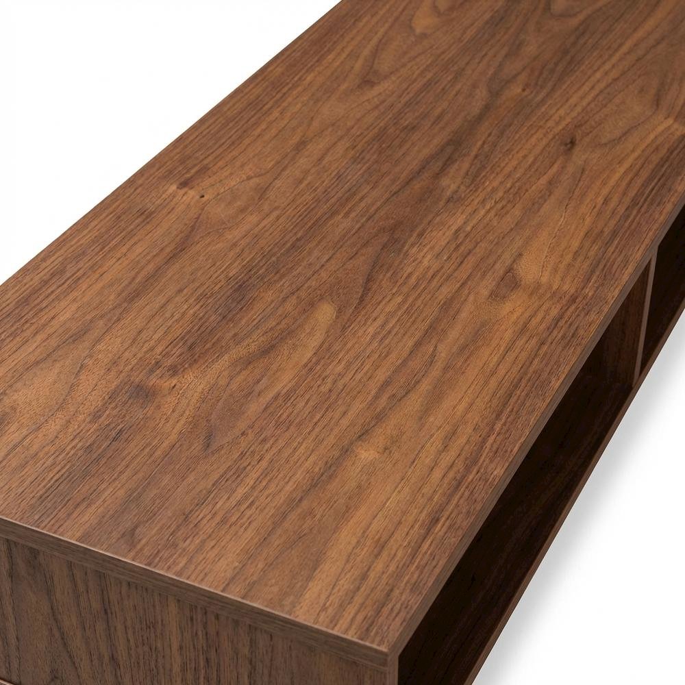 Modern TV Stand with Black Finish, Spacious Storage and Open Shelves. Picture 5