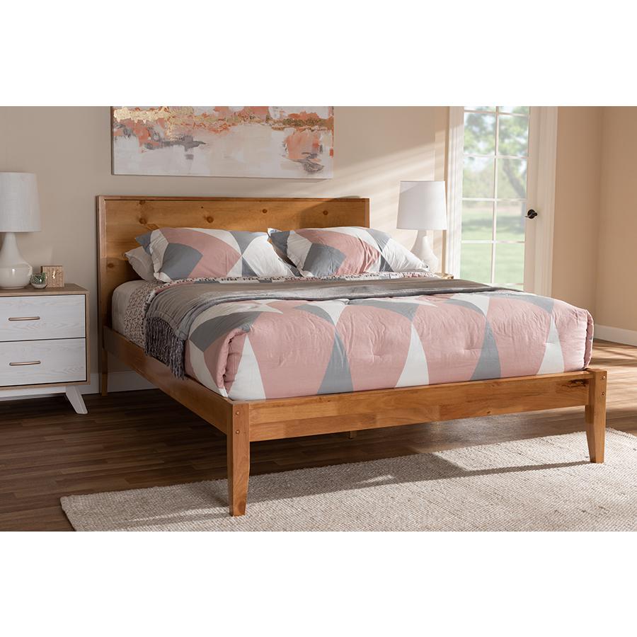and Rustic Natural Oak and Pine Finished Wood King Size Platform Bed. Picture 21