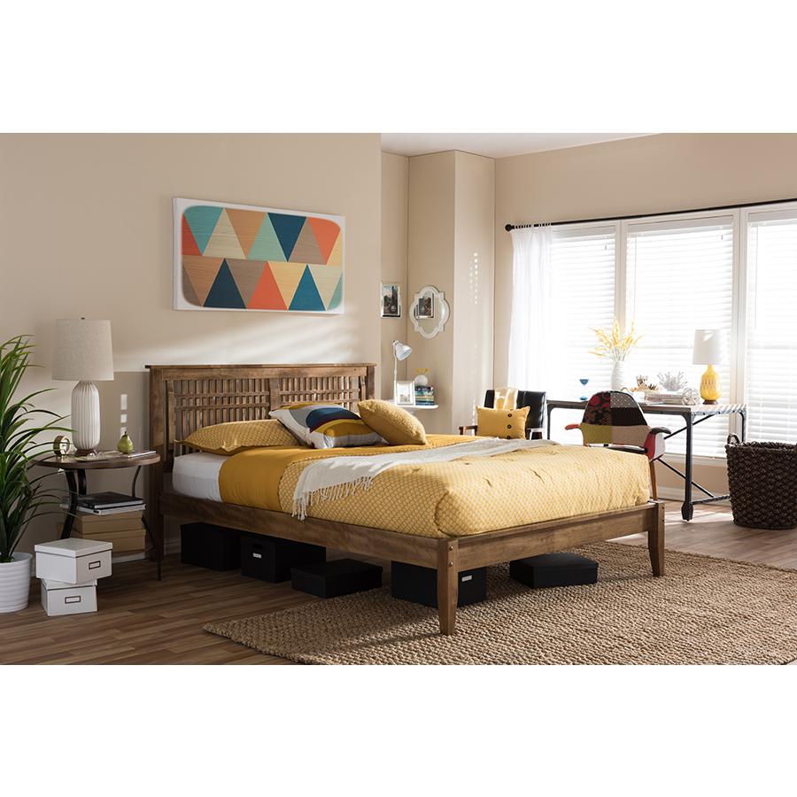 Solid Walnut Wood Window-Pane Style King Size Platform Bed. Picture 5